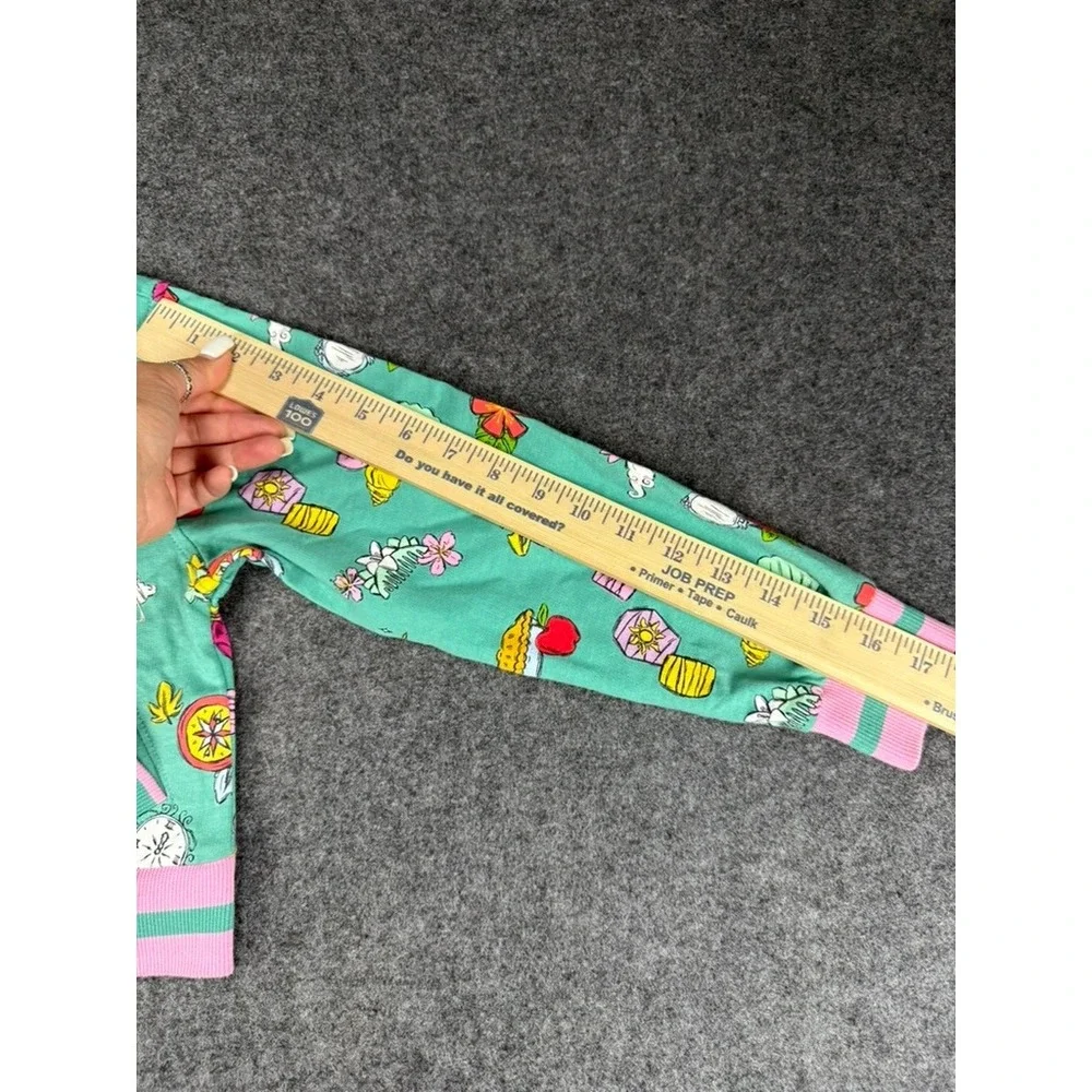 Disney Princess Bomber Jacket‎ Girl's Size 5/6 Green Pink Cartoon Characters